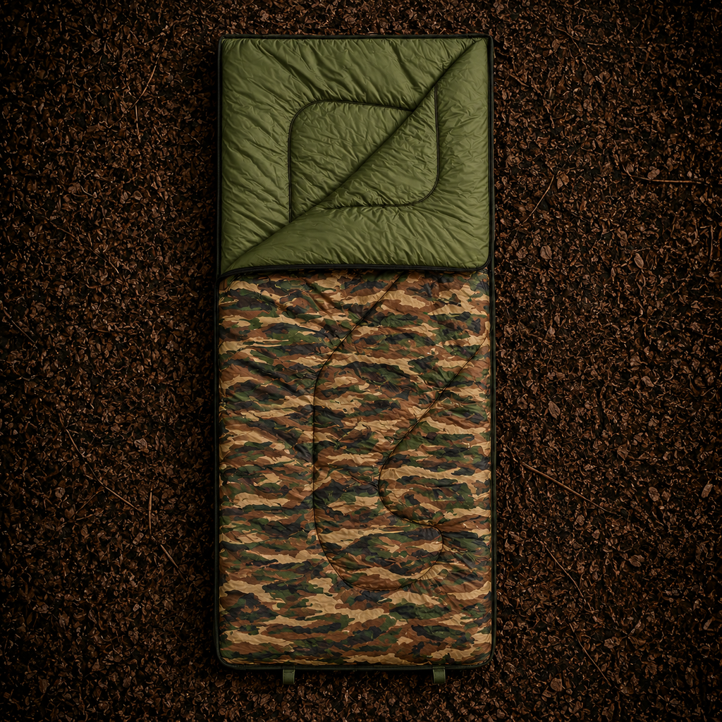 Sac de Couchage Rectangulaire LunaCamp — Militaire | 15°C à 25°C