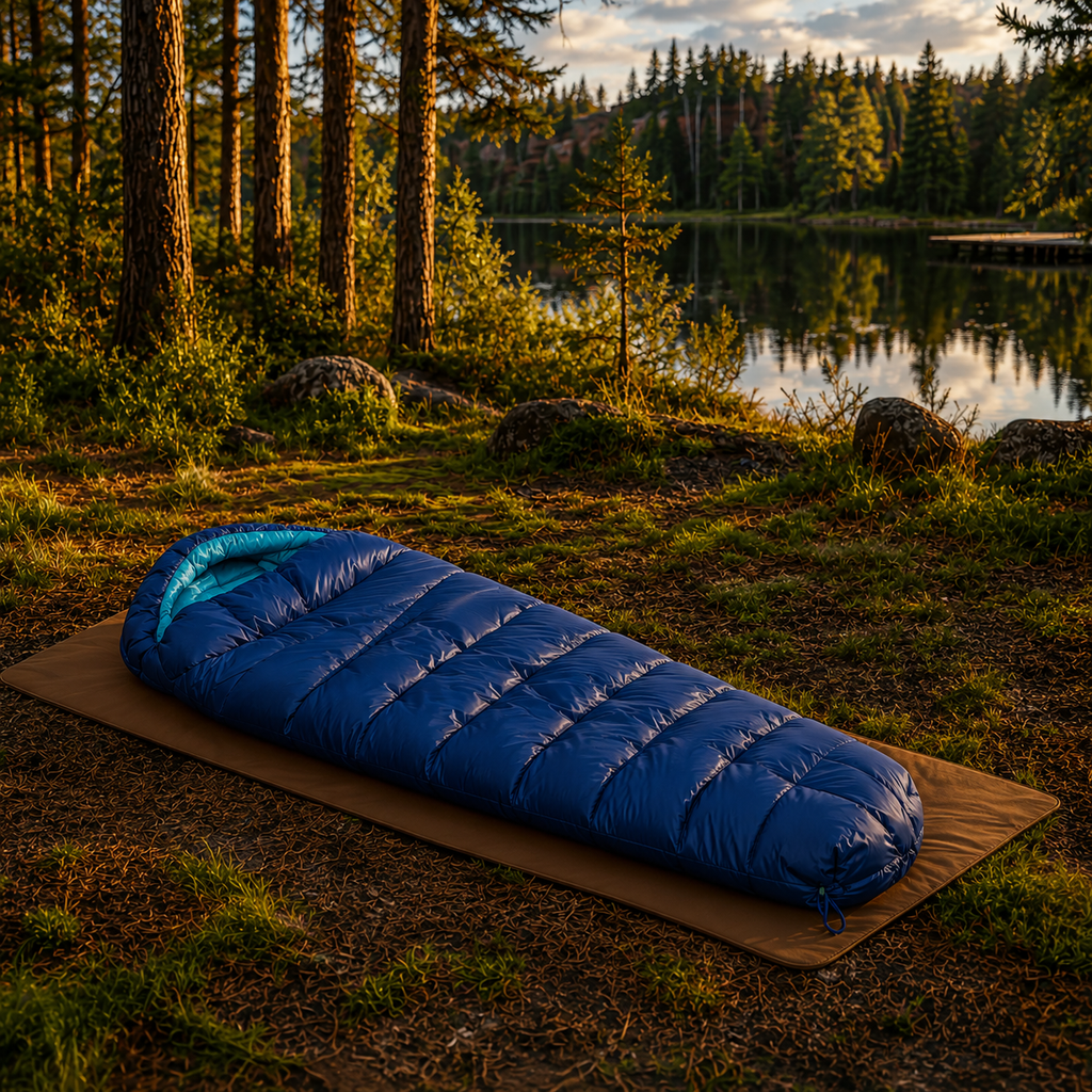 Sac de Couchage Momie LunaCamp — Bleu marine & bleu ciel | 10°C à 20°C