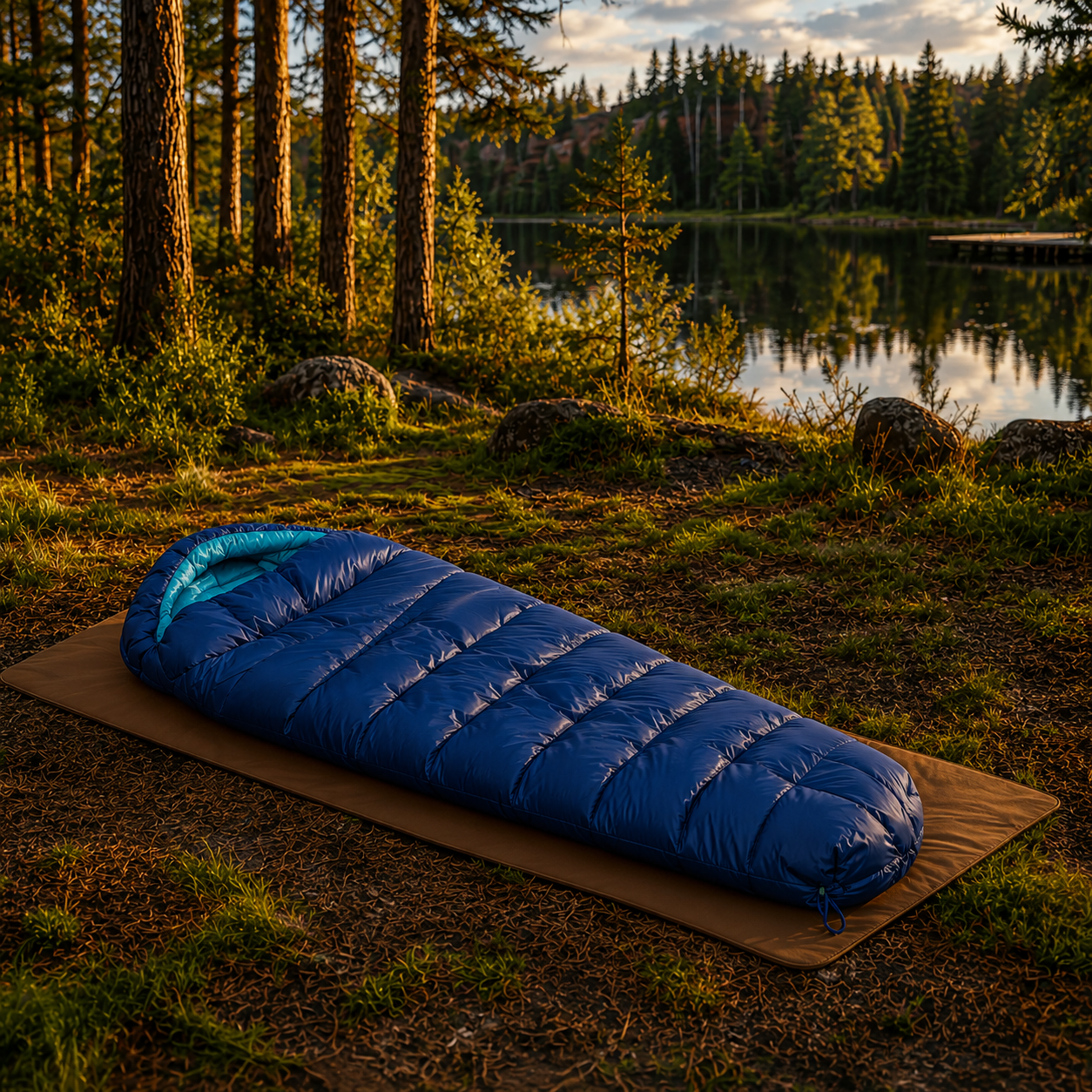 Sac de Couchage Momie LunaCamp — Bleu marine & bleu ciel | 10°C à 20°C