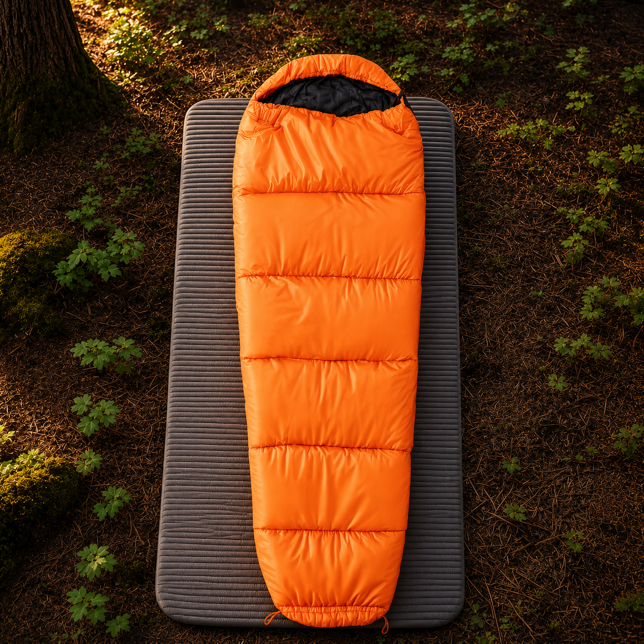 Sac de Couchage Momie LunaCamp — Orange & noir | 10°C à 20°C