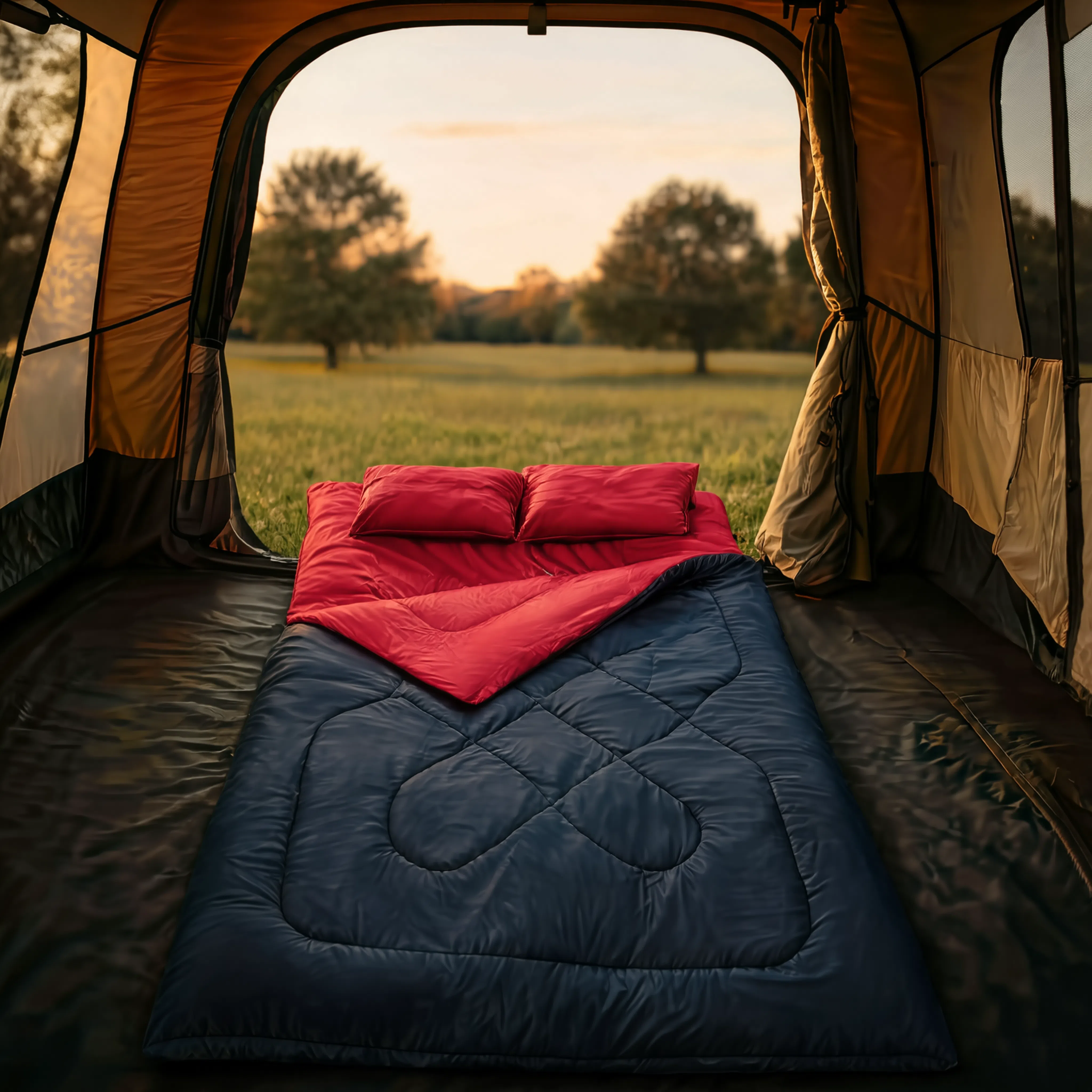 Sac de Couchage Double LunaCamp — Noir & rouge | 5°C à 15°C