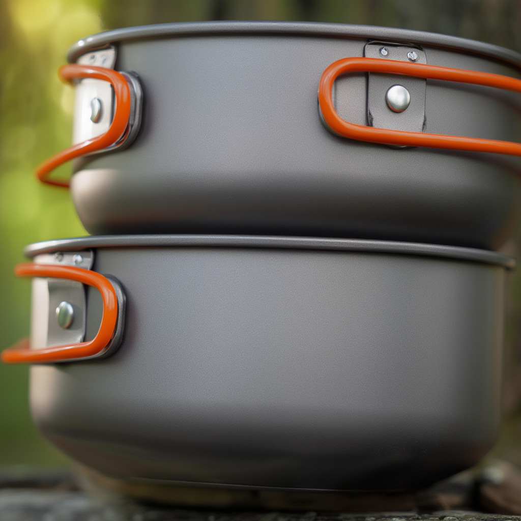 Kit cuisine camping 4 en 1 aluminium – compact et empilable pour randonnée & bivouac