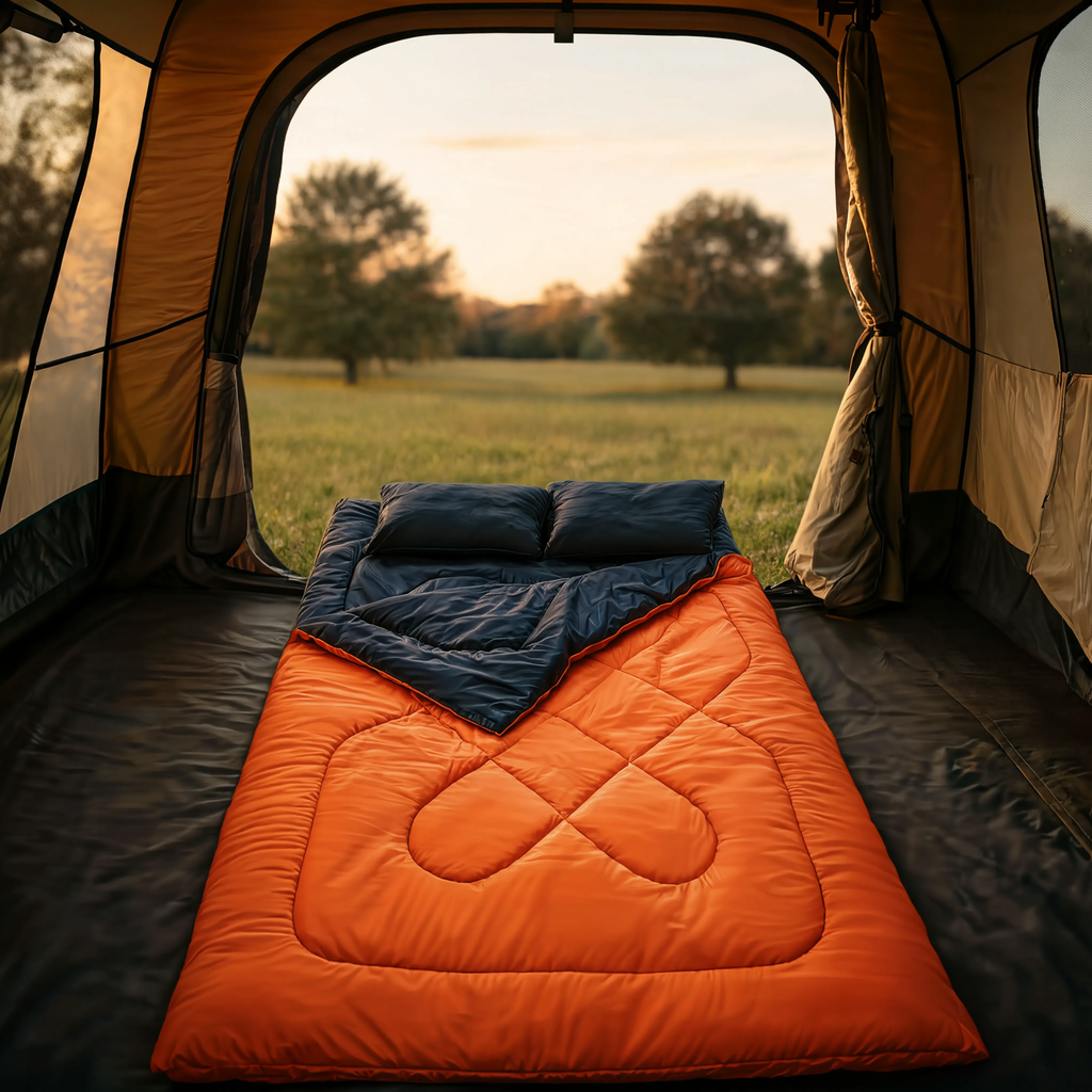 Sac de Couchage Double LunaCamp — Orange & noir | 5°C à 15°C