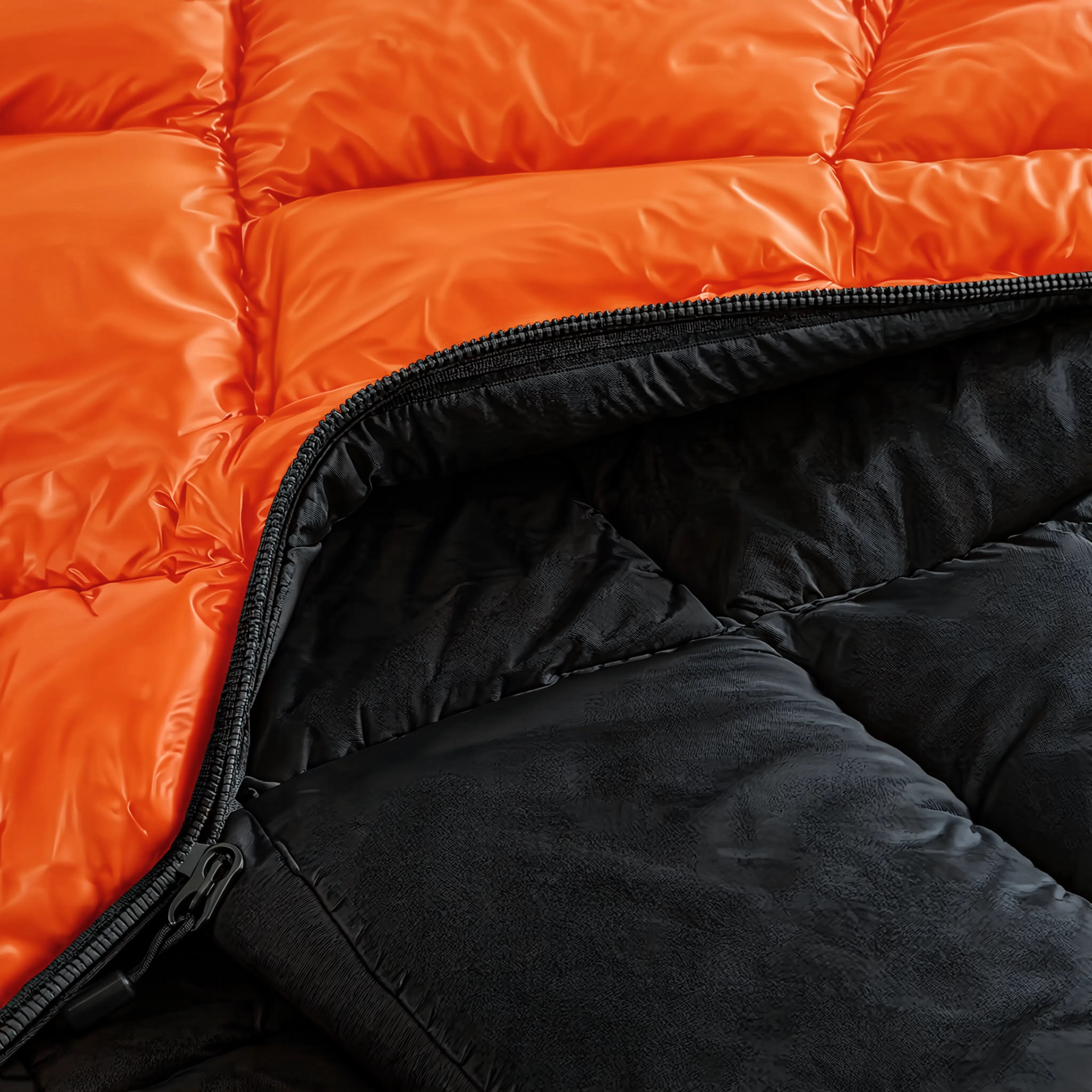 Sac de Couchage Rectangulaire LunaCamp — Orange & noir | 15°C à 25°C