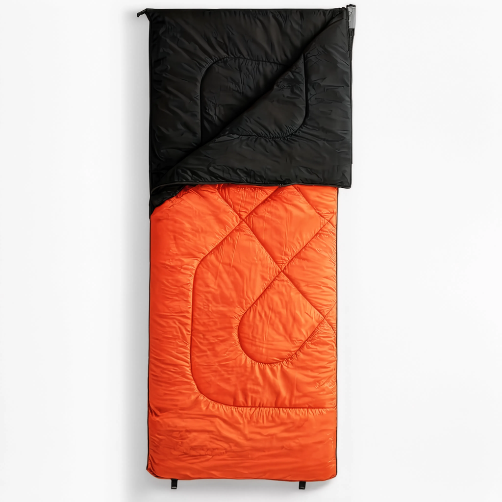Sac de Couchage Rectangulaire LunaCamp — Orange & noir | 15°C à 25°C