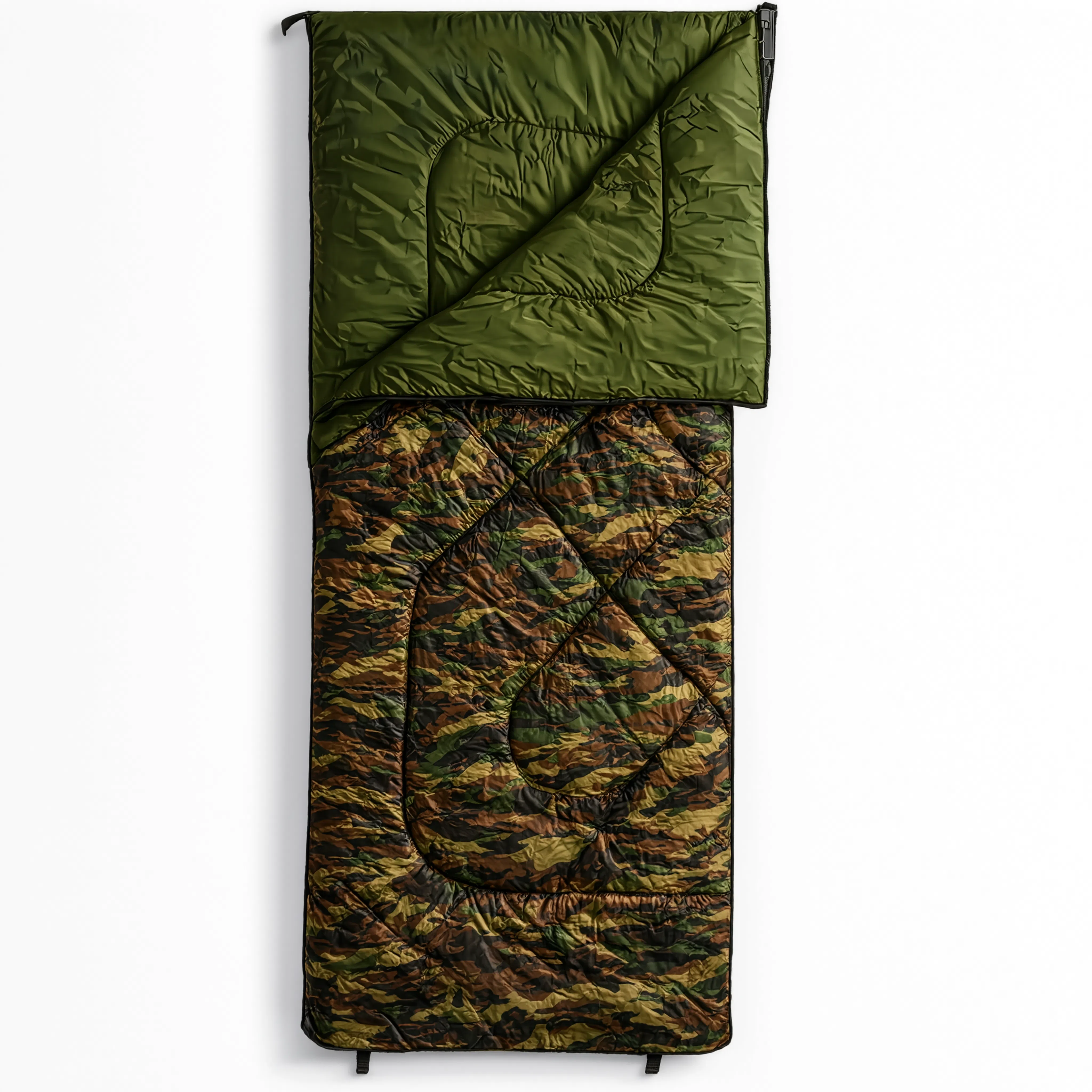 Sac de Couchage Rectangulaire LunaCamp — Militaire | 15°C à 25°C