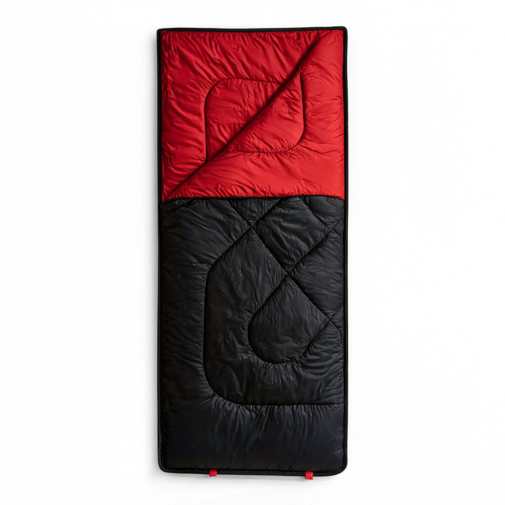 Sac de Couchage Rectangulaire LunaCamp — Noir & rouge | 15°C à 25°C