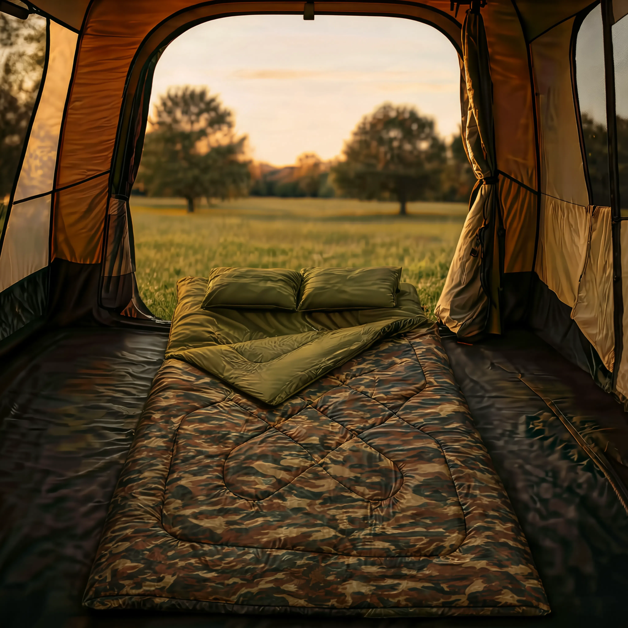 Sac de Couchage Double LunaCamp — Militaire | 5°C à 15°C