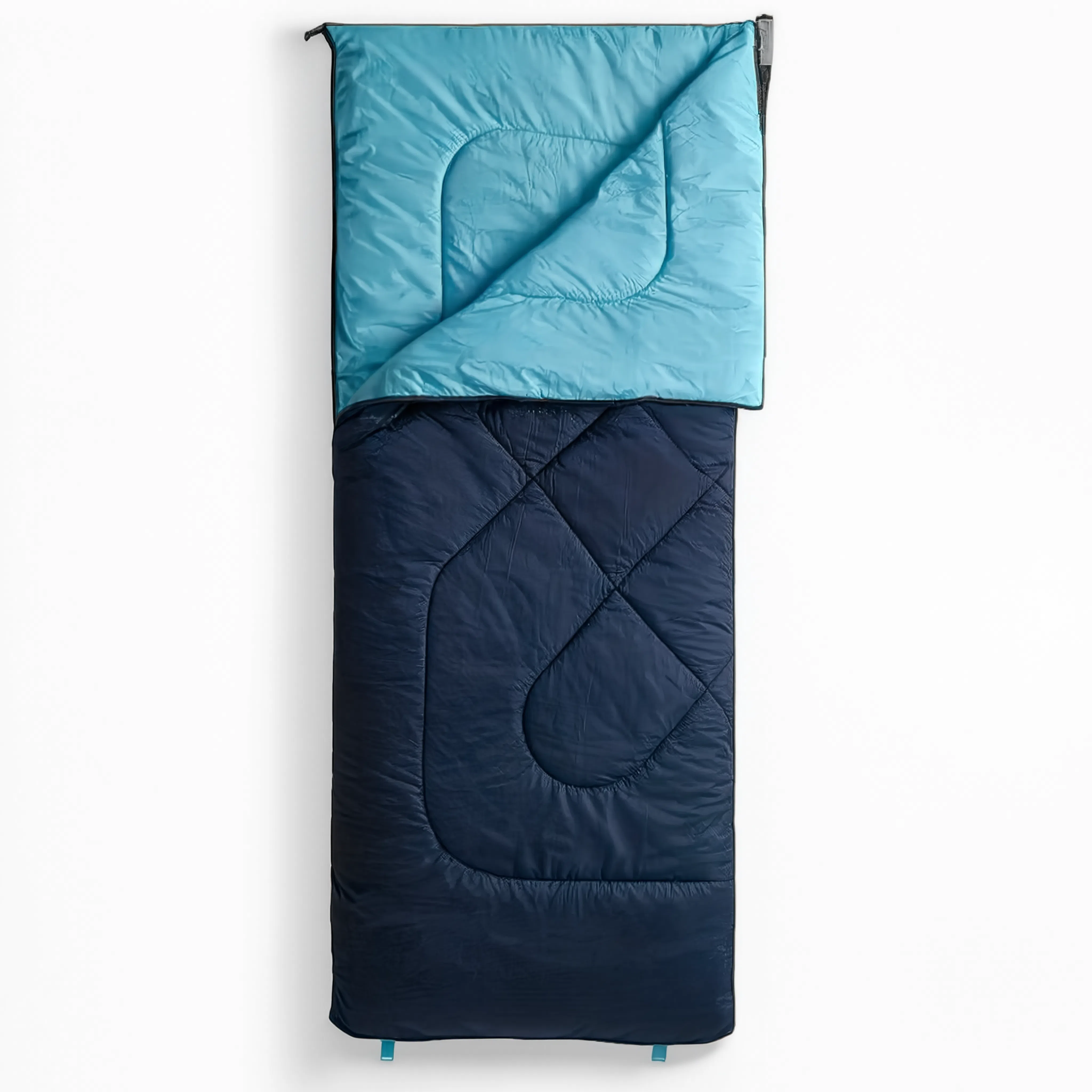 Sac de Couchage Rectangulaire LunaCamp — Bleu marine & bleu ciel | 15°C à 25°C