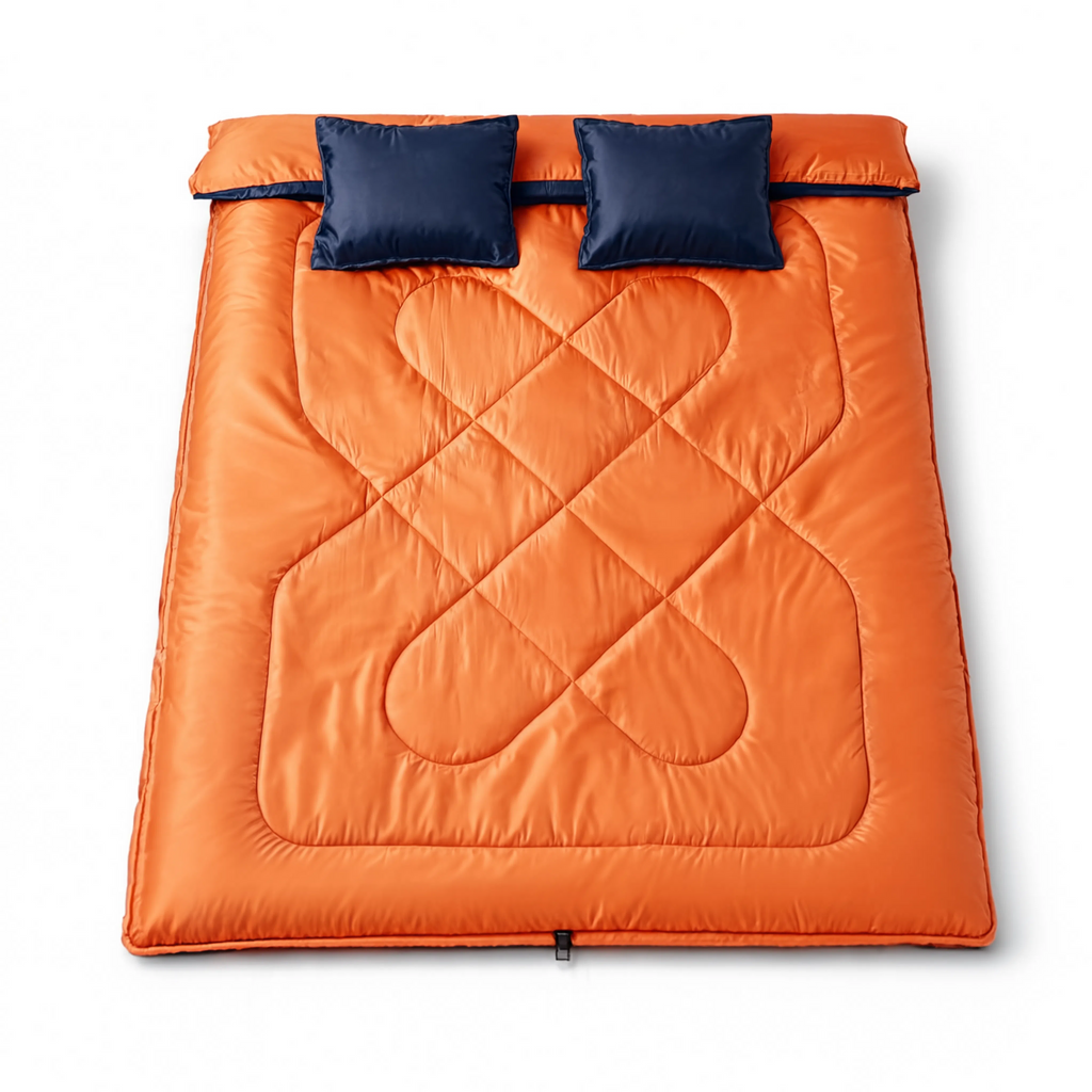 Sac de Couchage Double LunaCamp — Orange & noir | 5°C à 15°C