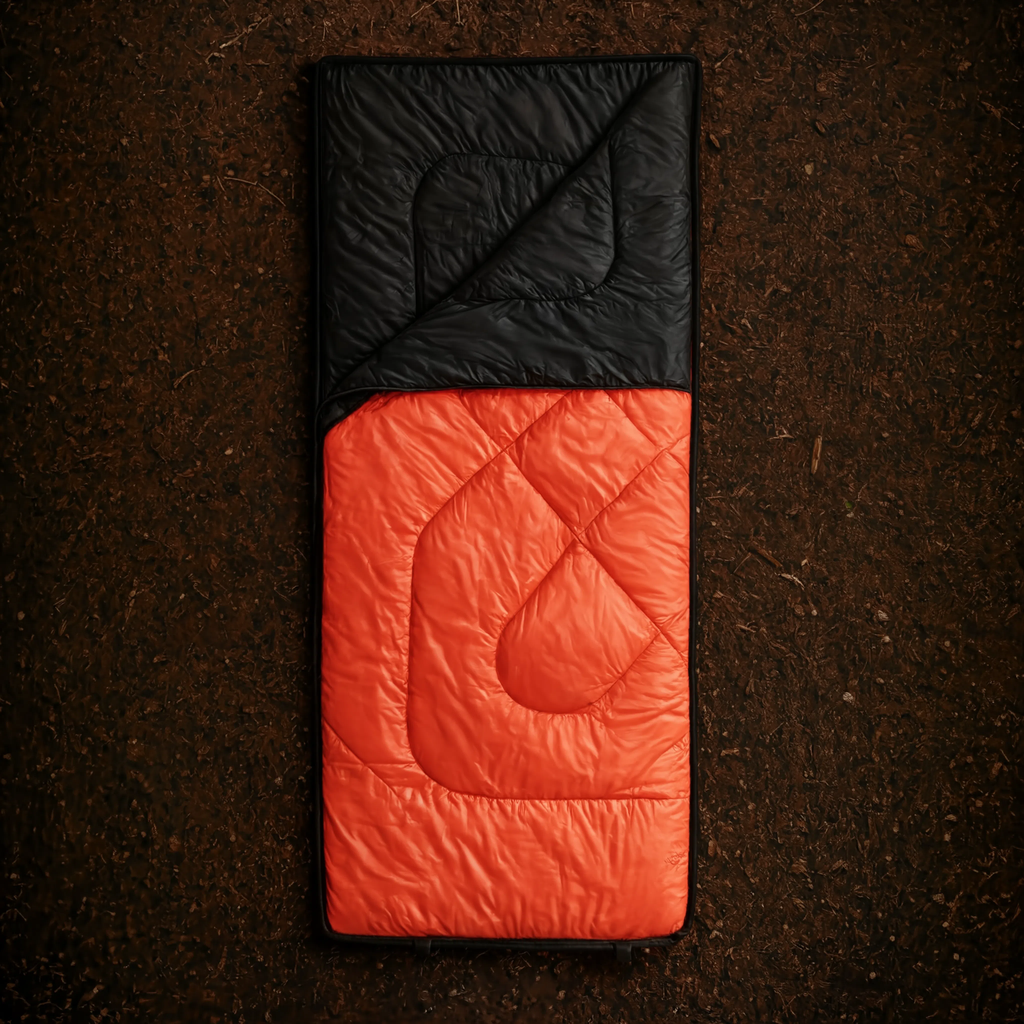 Sac de Couchage Rectangulaire LunaCamp — Orange & noir | 15°C à 25°C