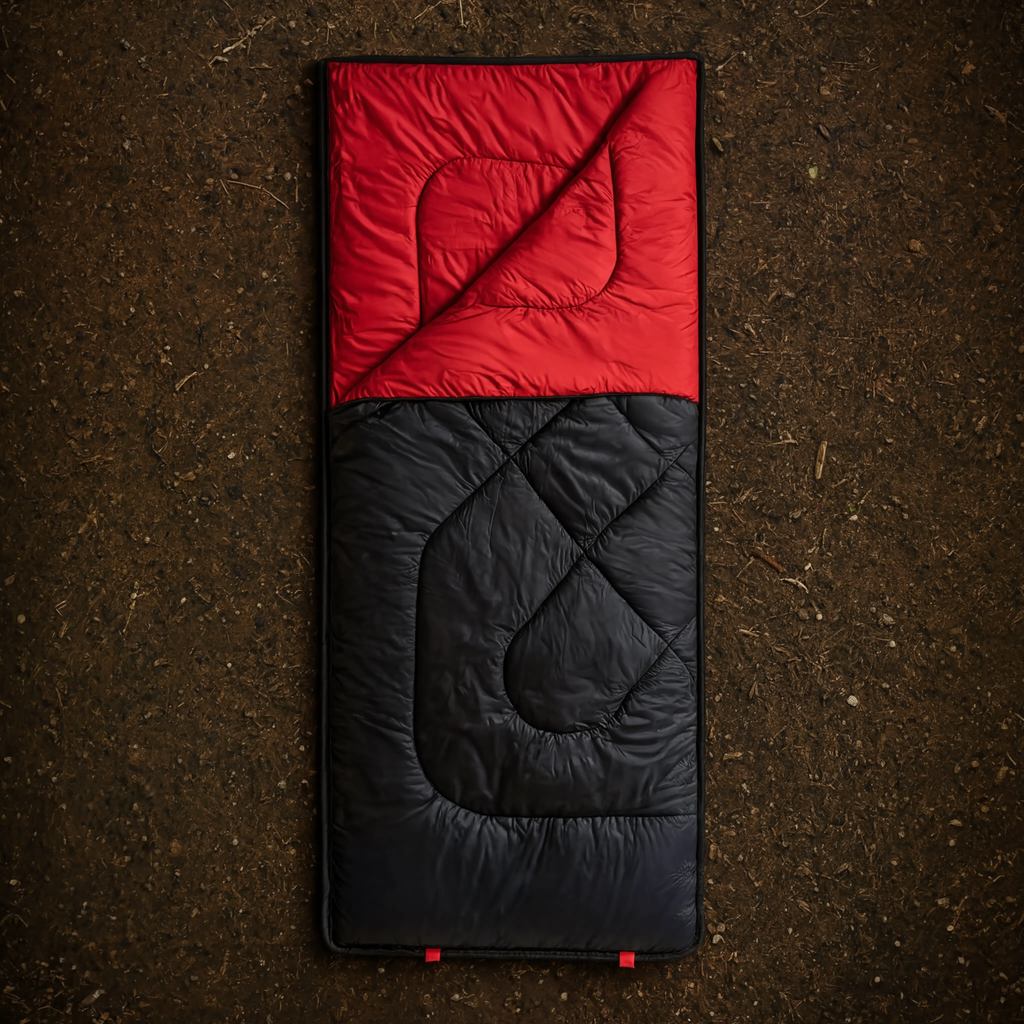 Sac de Couchage Rectangulaire LunaCamp — Noir & rouge | 15°C à 25°C
