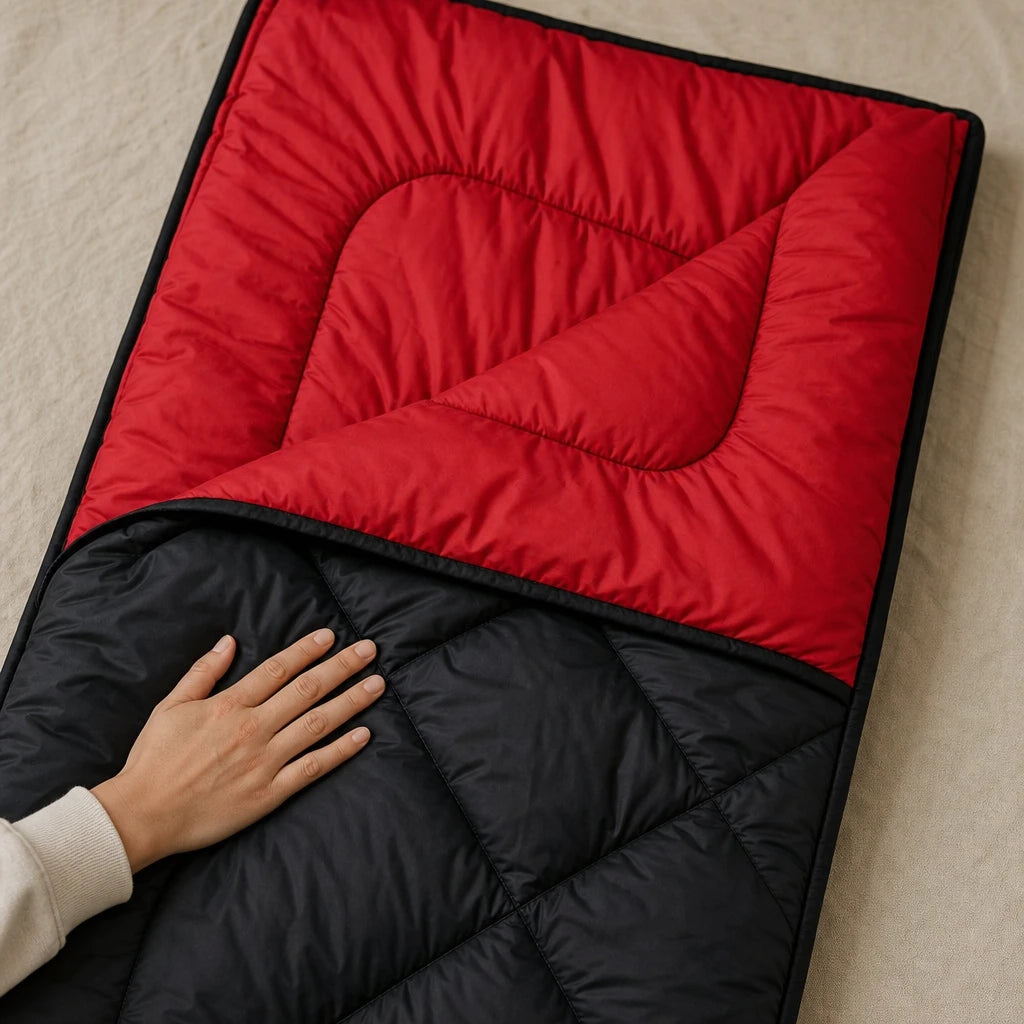 Sac de couchage rectangulaire LunaCamp noir & rouge — vue 4
