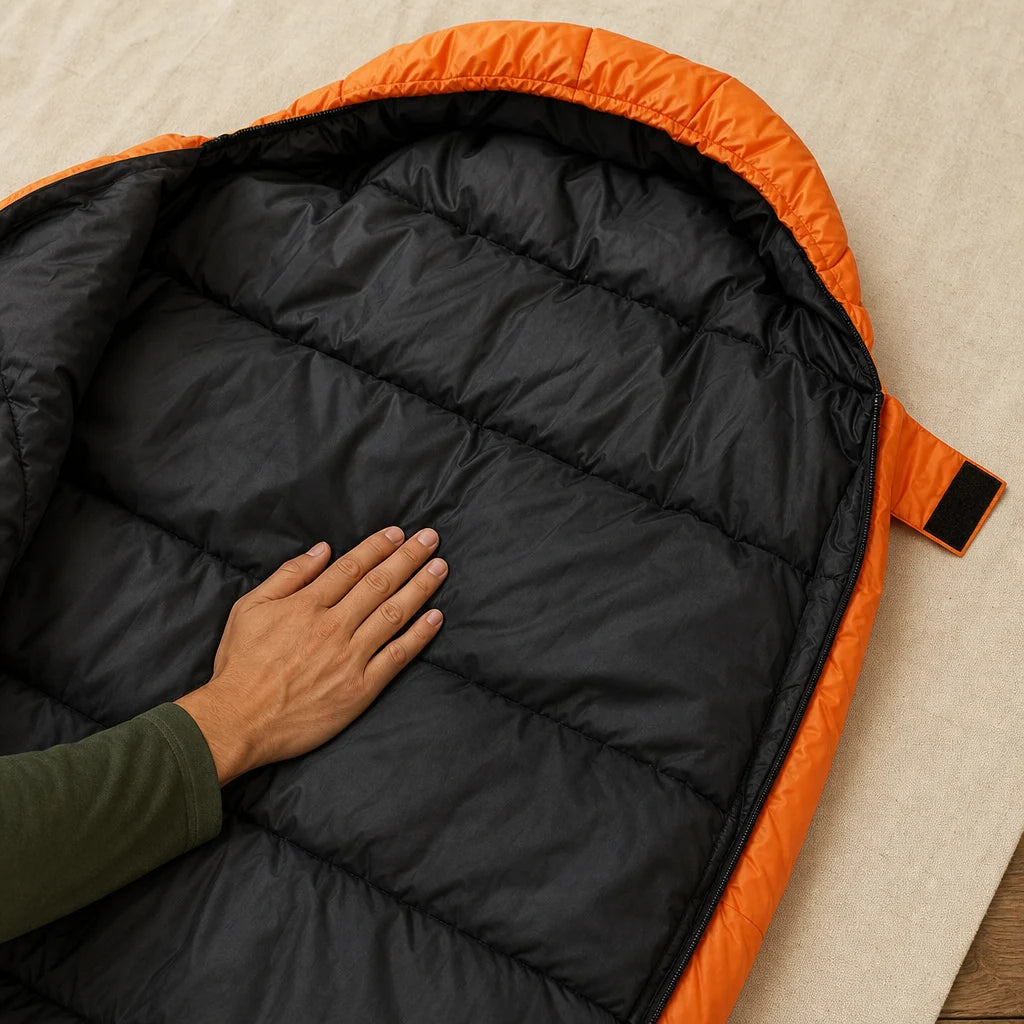 Sac de couchage momie LunaCamp orange & noir — vue 4