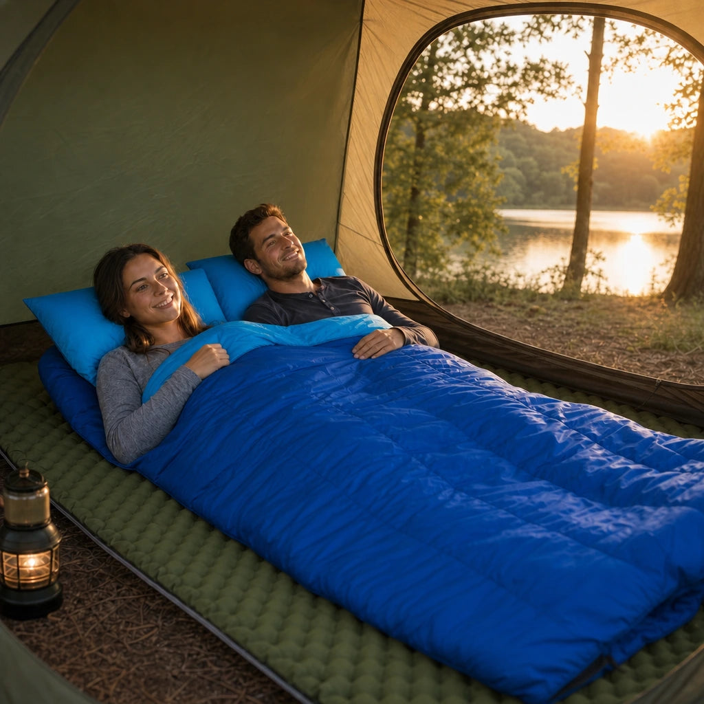 Sac de couchage double LunaCamp bleu marine — vue 3