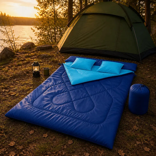 Sac de couchage double LunaCamp bleu marine — vue 2