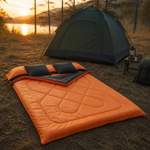 Sac de couchage double LunaCamp orange & noir — vue 2