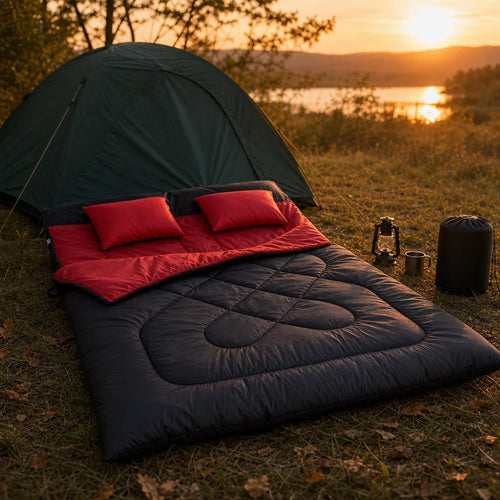Sac de couchage double LunaCamp noir & rouge — vue 2