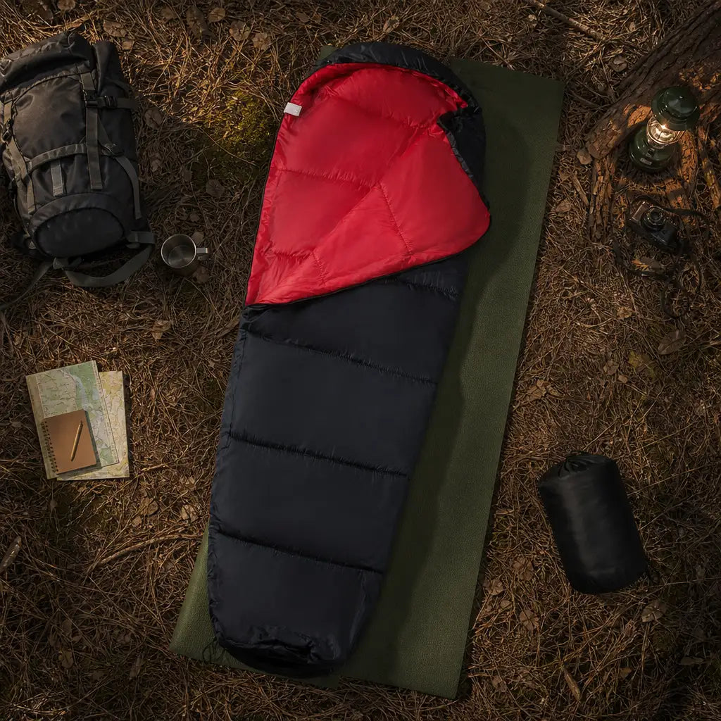 Sac de couchage momie LunaCamp noir & rouge — vue 2